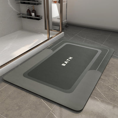 Grey Bath Mat – 17"x27" Thin Non-Slip Quick Dry