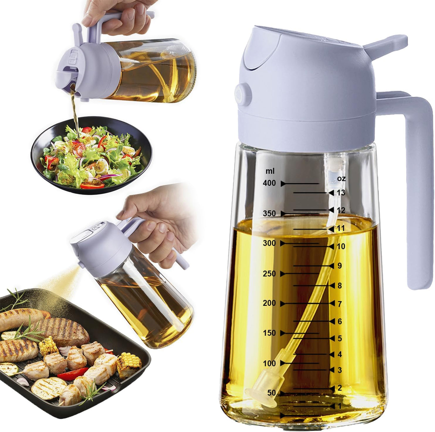 16Oz Glass Olive Oil Sprayer Bottle – Black