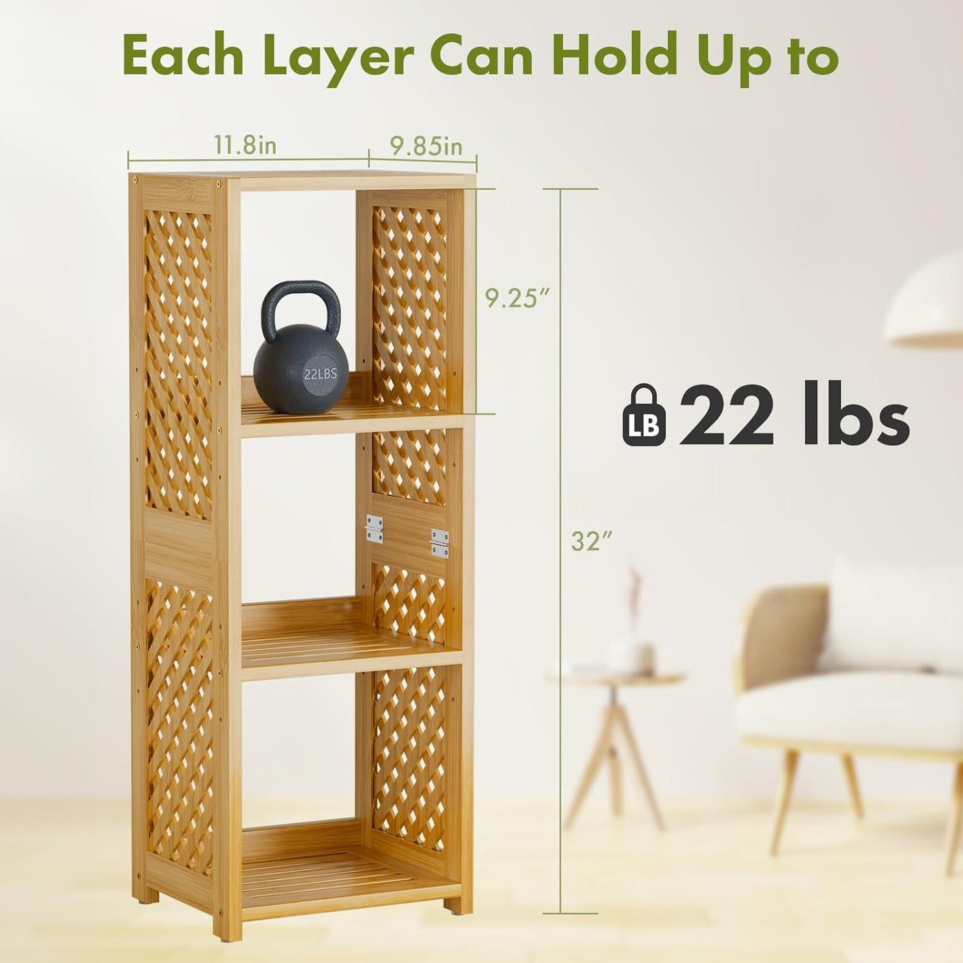 3-Tier Bamboo Book Shelf – 32" Tall