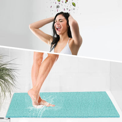 Loofah Shower Mat – 15.7x36 Non-Slip, Light Green