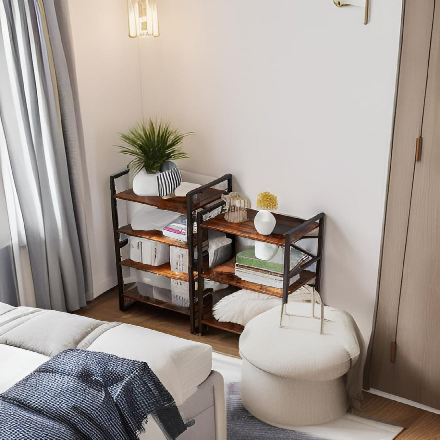 3-Tier Vintage Industrial Small Bookshelf