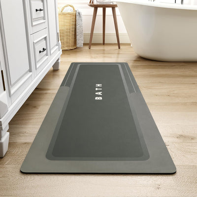 Grey Bath Mat – 17"x27" Thin Non-Slip Quick Dry