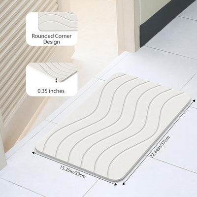 White Stone Bath Mat 23"x16" Quick Dry Non-Slip
