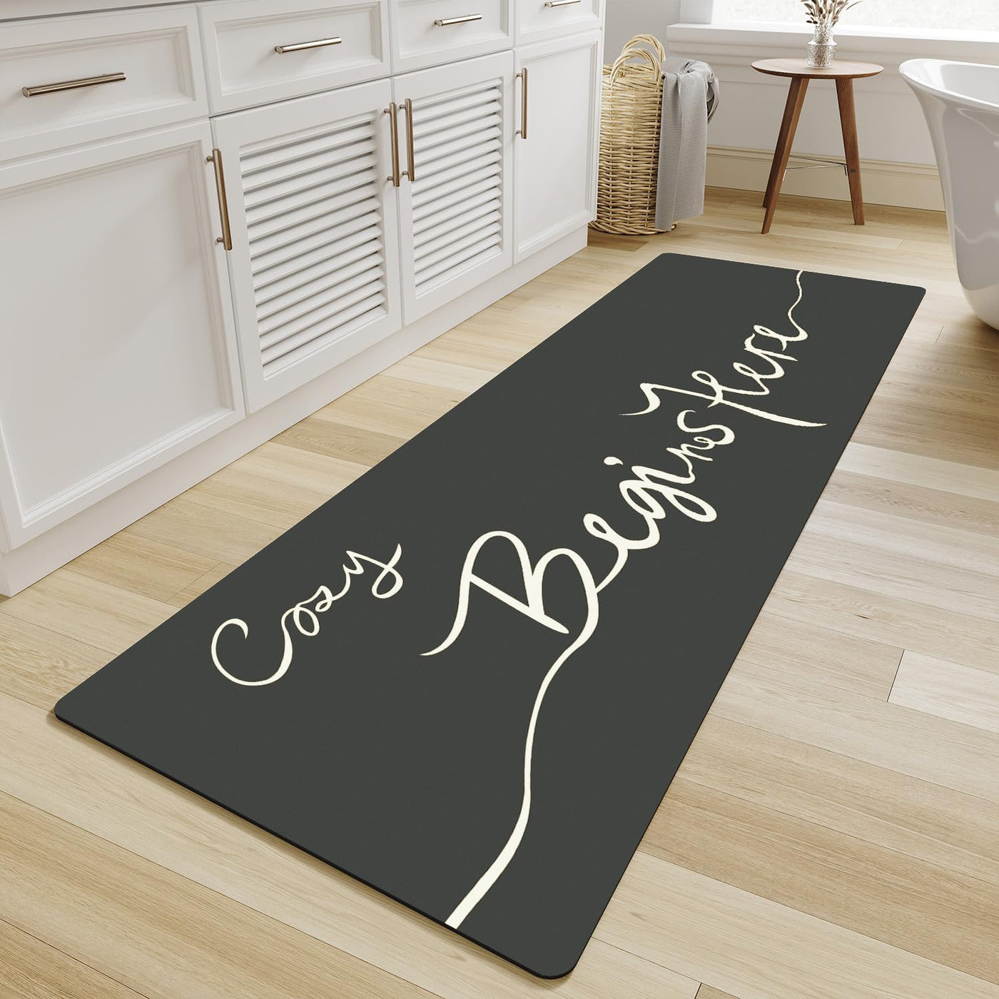 Grey Bath Mat – 17"x27" Thin Non-Slip Quick Dry