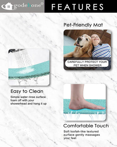 Loofah Shower Mat – 15.7x36 Non-Slip, Light Green