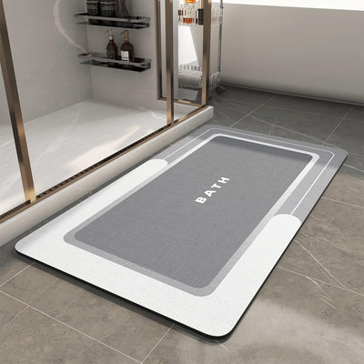 Grey Bath Mat – 17"x27" Thin Non-Slip Quick Dry