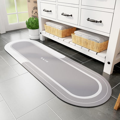 Grey Bath Mat – 17"x27" Non-Slip Quick Dry Rug