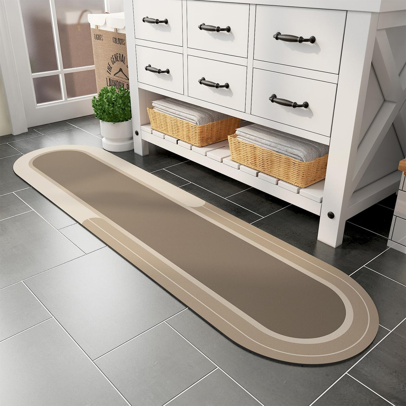 Grey Bath Mat – 17"x27" Non-Slip Quick Dry Rug