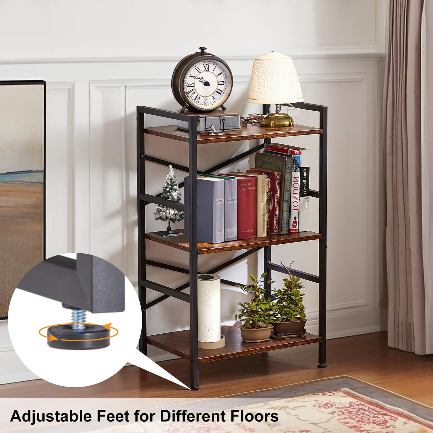 3-Tier Vintage Industrial Small Bookshelf