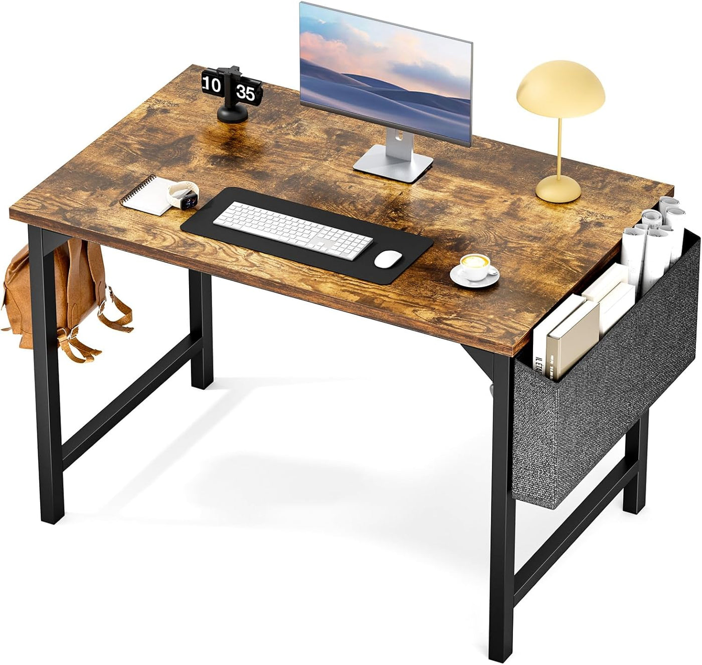 32" White Small Computer Desk with Metal Frame
