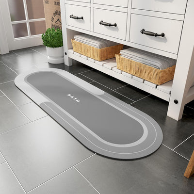 Grey Bath Mat – 17"x27" Non-Slip Quick Dry Rug