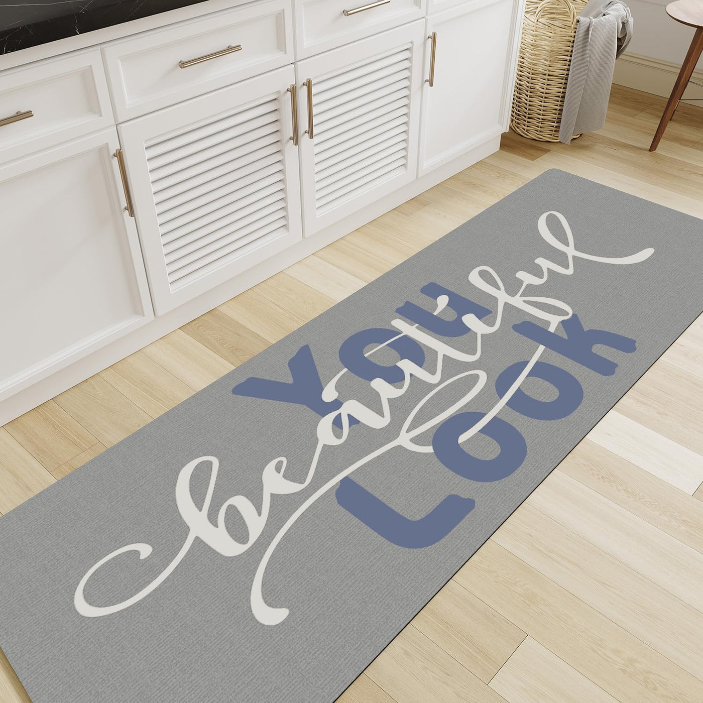 Grey Bath Mat – 17"x27" Thin Non-Slip Quick Dry