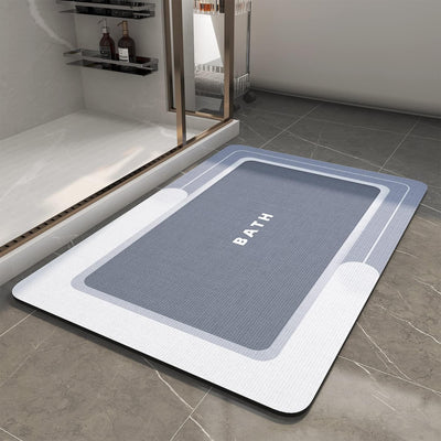 Grey Bath Mat – 17"x27" Thin Non-Slip Quick Dry