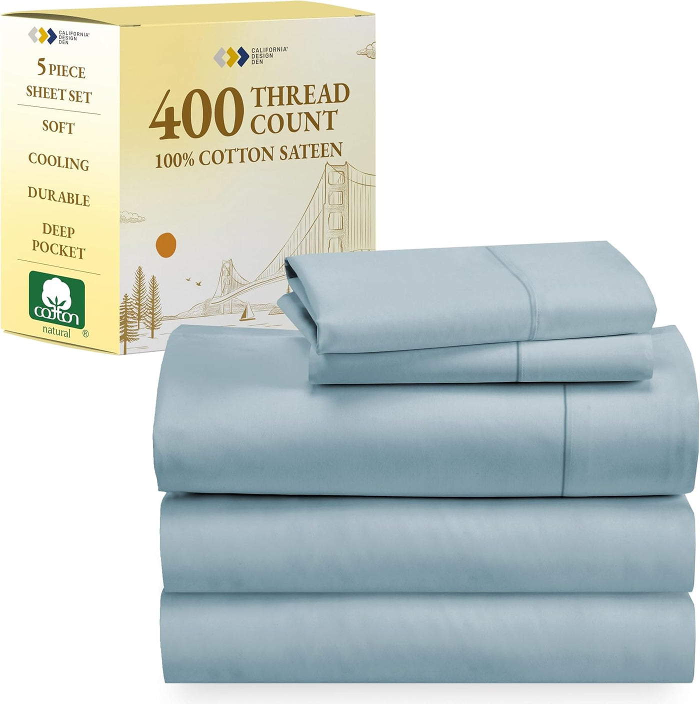 Full Size White Bed Sheets – 400 TC Cotton Set
