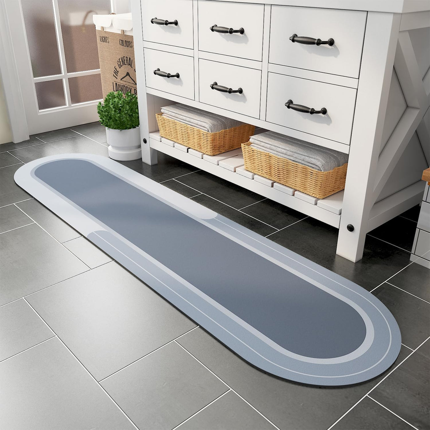 Grey Bath Mat – 17"x27" Non-Slip Quick Dry Rug