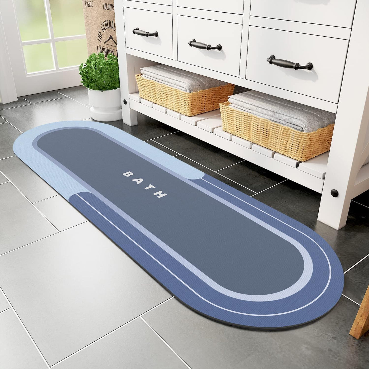 Grey Bath Mat – 17"x27" Non-Slip Quick Dry Rug