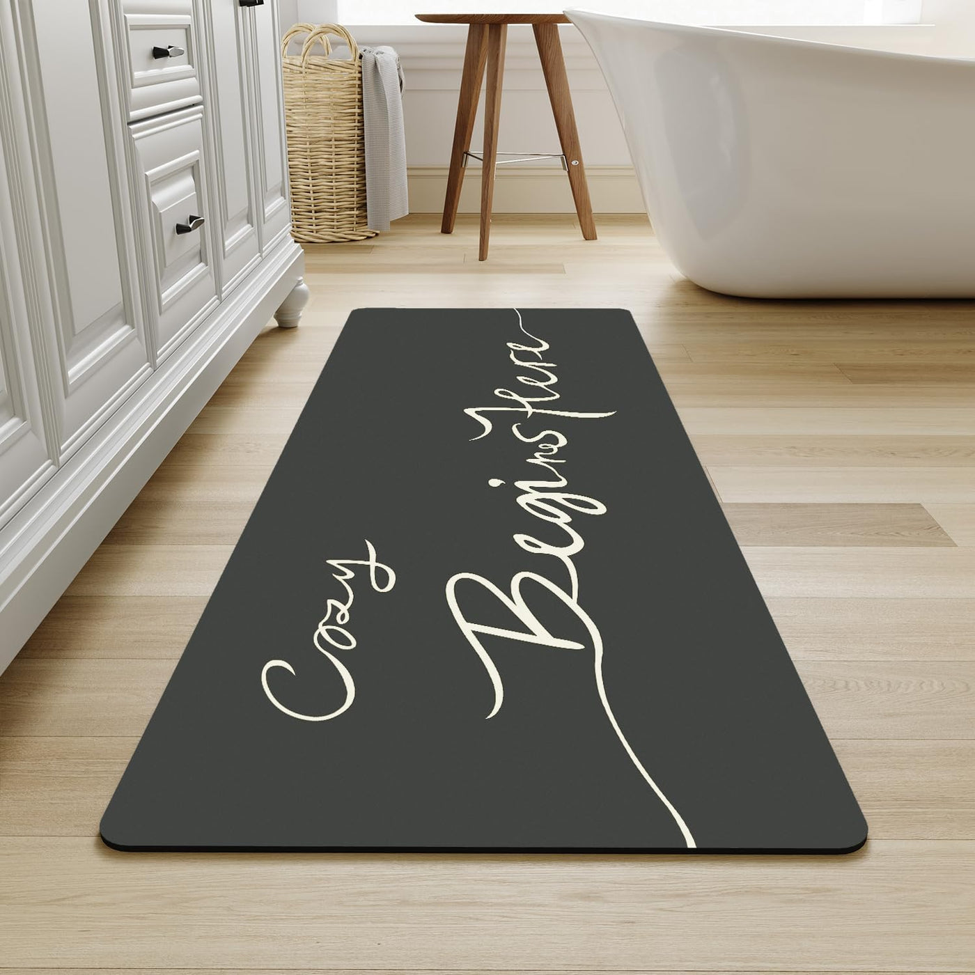 Grey Bath Mat – 17"x27" Thin Non-Slip Quick Dry