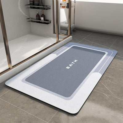 Grey Bath Mat – 17"x27" Thin Non-Slip Quick Dry