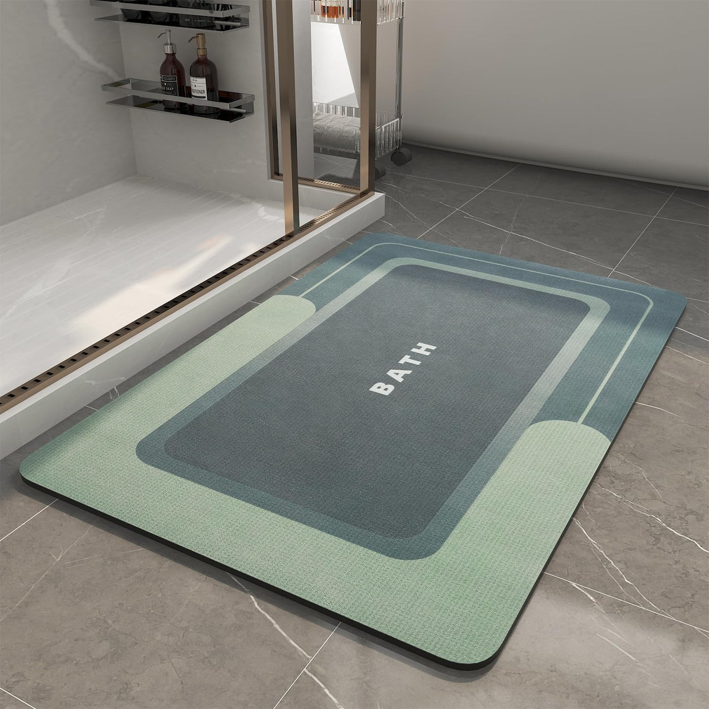Grey Bath Mat – 17"x27" Thin Non-Slip Quick Dry