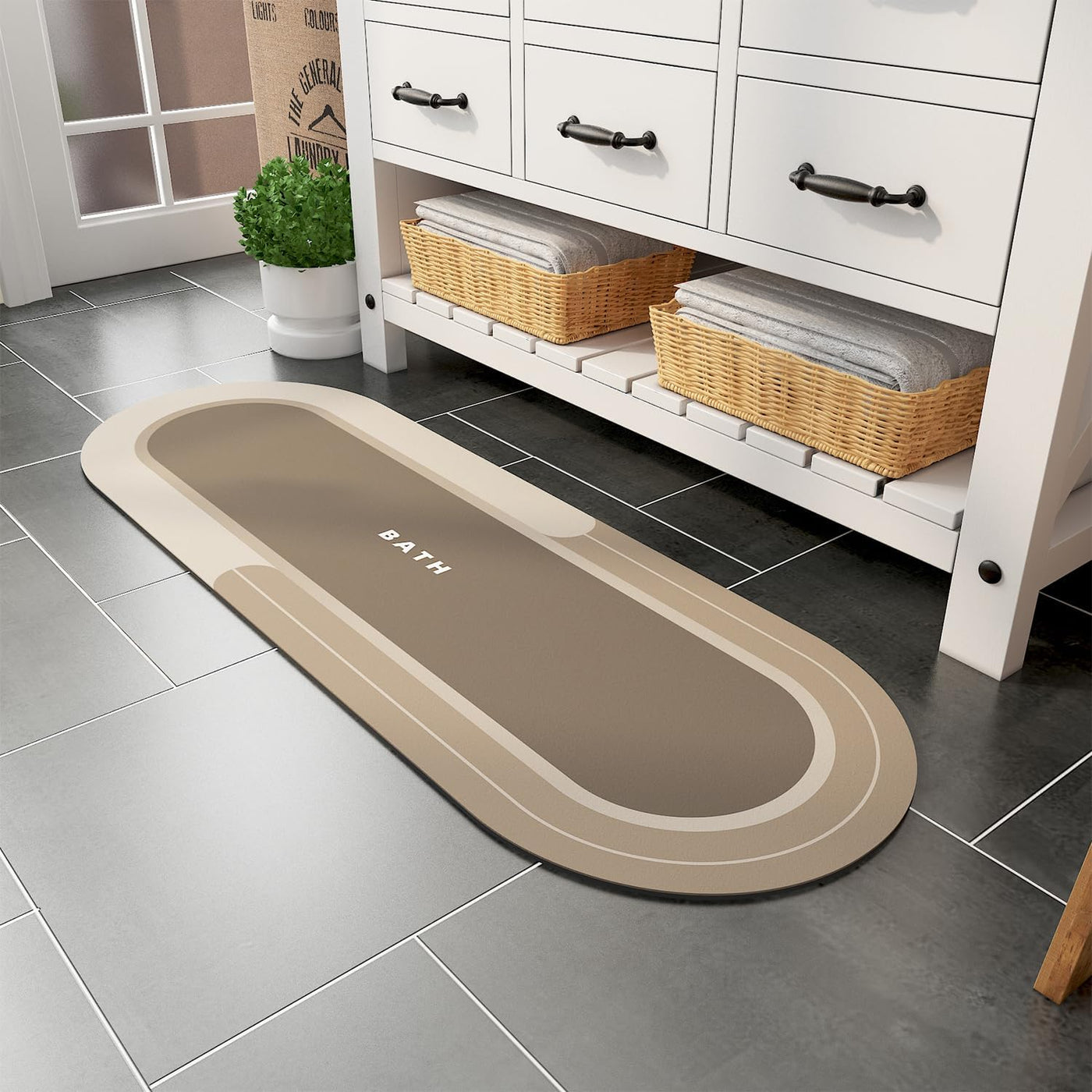Grey Bath Mat – 17"x27" Non-Slip Quick Dry Rug