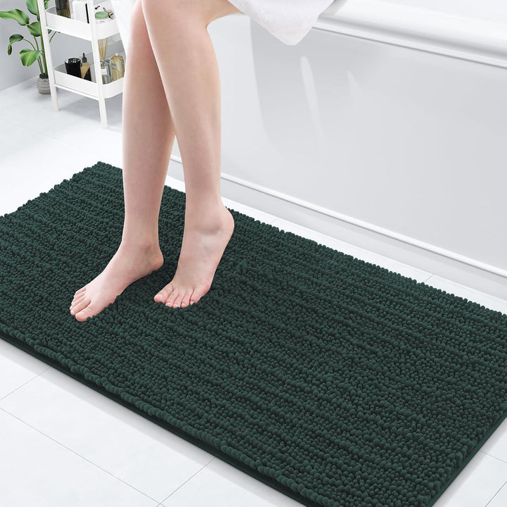 Ivory Chenille Bath Rug – 24"x16" Plush Non-Slip