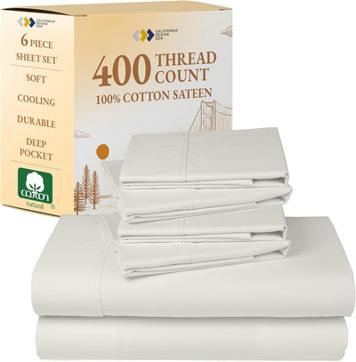 Full Size White Bed Sheets – 400 TC Cotton Set