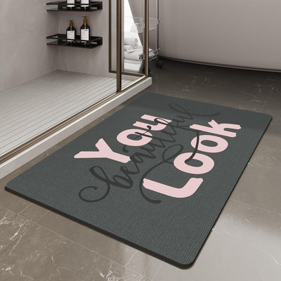 Grey Bath Mat – 17"x27" Thin Non-Slip Quick Dry