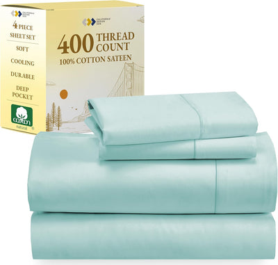 Full Size White Bed Sheets – 400 TC Cotton Set