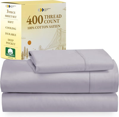 Full Size White Bed Sheets – 400 TC Cotton Set
