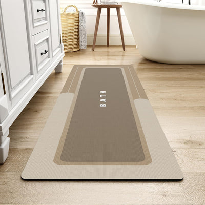 Grey Bath Mat – 17"x27" Thin Non-Slip Quick Dry