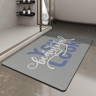 Grey Bath Mat – 17"x27" Thin Non-Slip Quick Dry