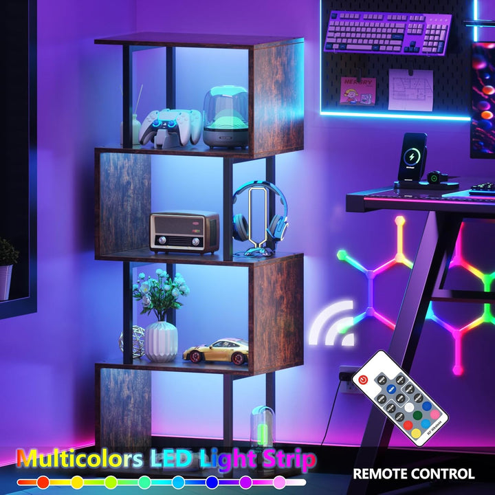 5-Tier Geometric Bookshelf w/ LED Light