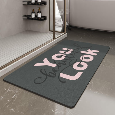 Grey Bath Mat – 17"x27" Thin Non-Slip Quick Dry
