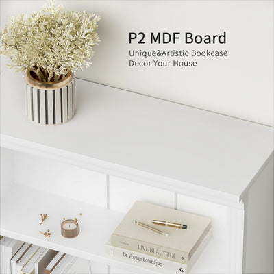 5-Shelf White Wooden Bookcase – Tall Rack