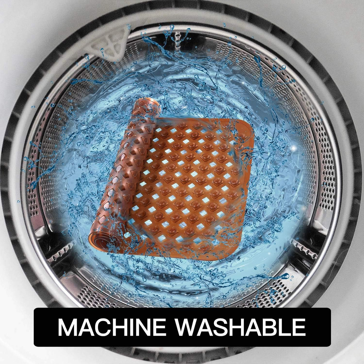 Brown Bath and Shower Safety Mat with Suction Cups(35X15.5 Inch) Non-Slip and Phthalate Latex Free, Machine Washable XL Size Bathroom Mats