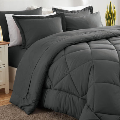 King Size Comforter Set – 7 Piece Dark Grey