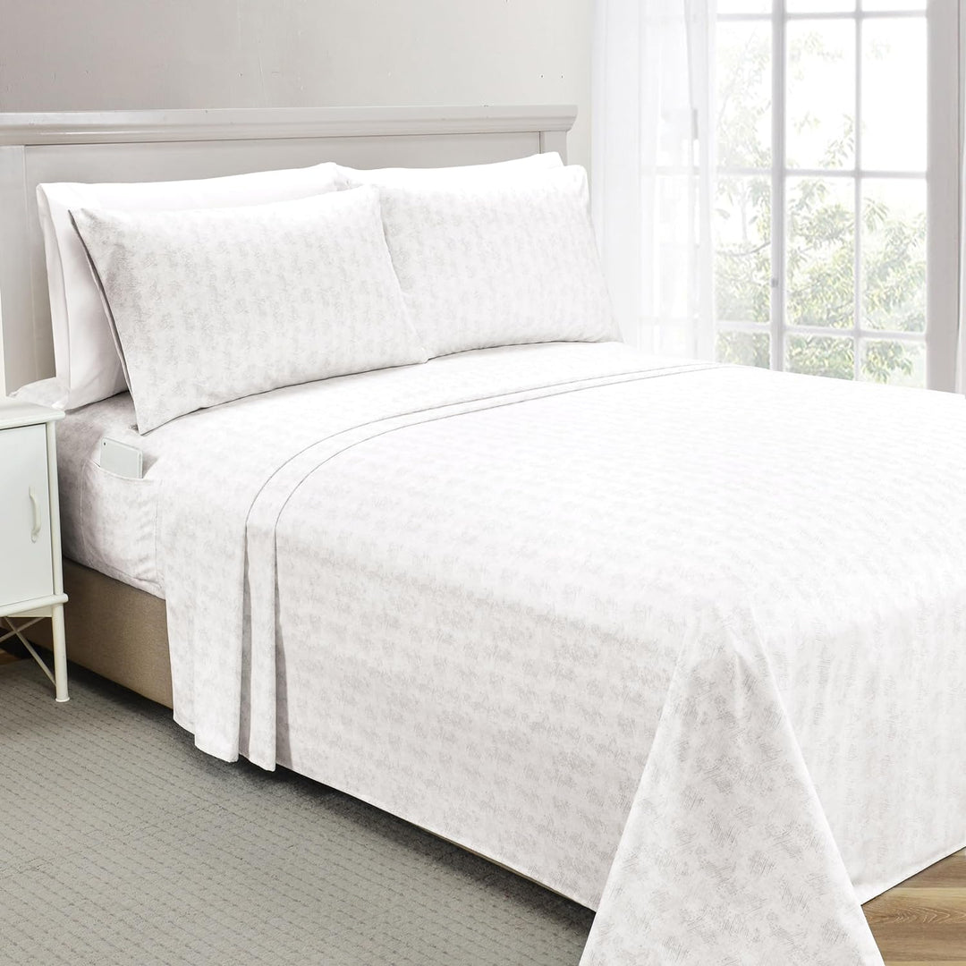 King 6-Pc Damask Stripe Sheet Set – Burgundy