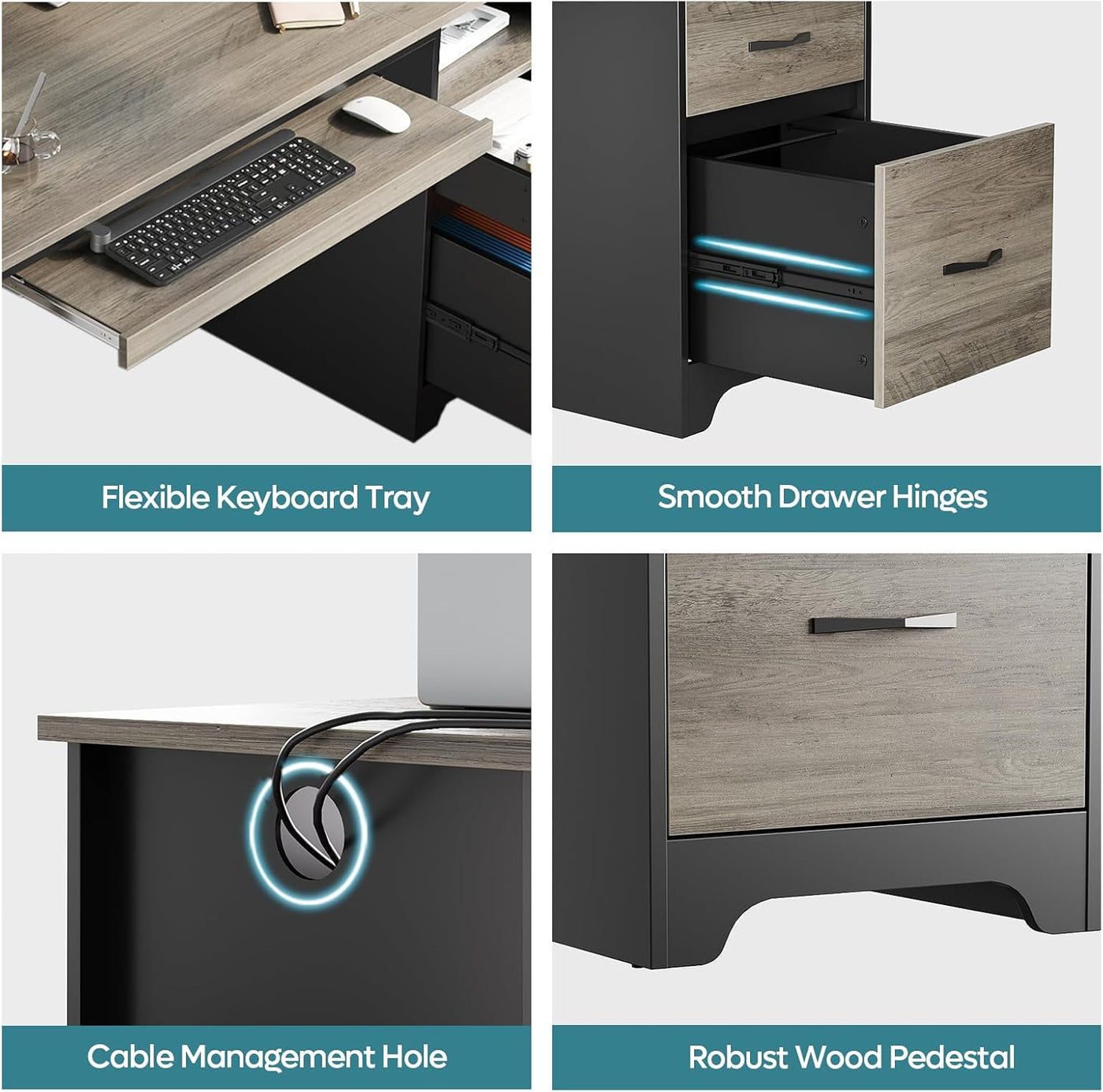 Gray 48" Computer Desk – Office Desk w/ Storage