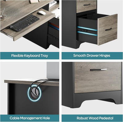 Gray 48" Computer Desk – Office Desk w/ Storage