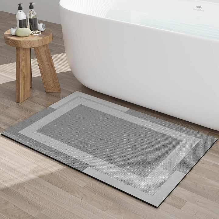 Beige Bath Mat – 16"x24" Thin Non-Slip Quick Dry