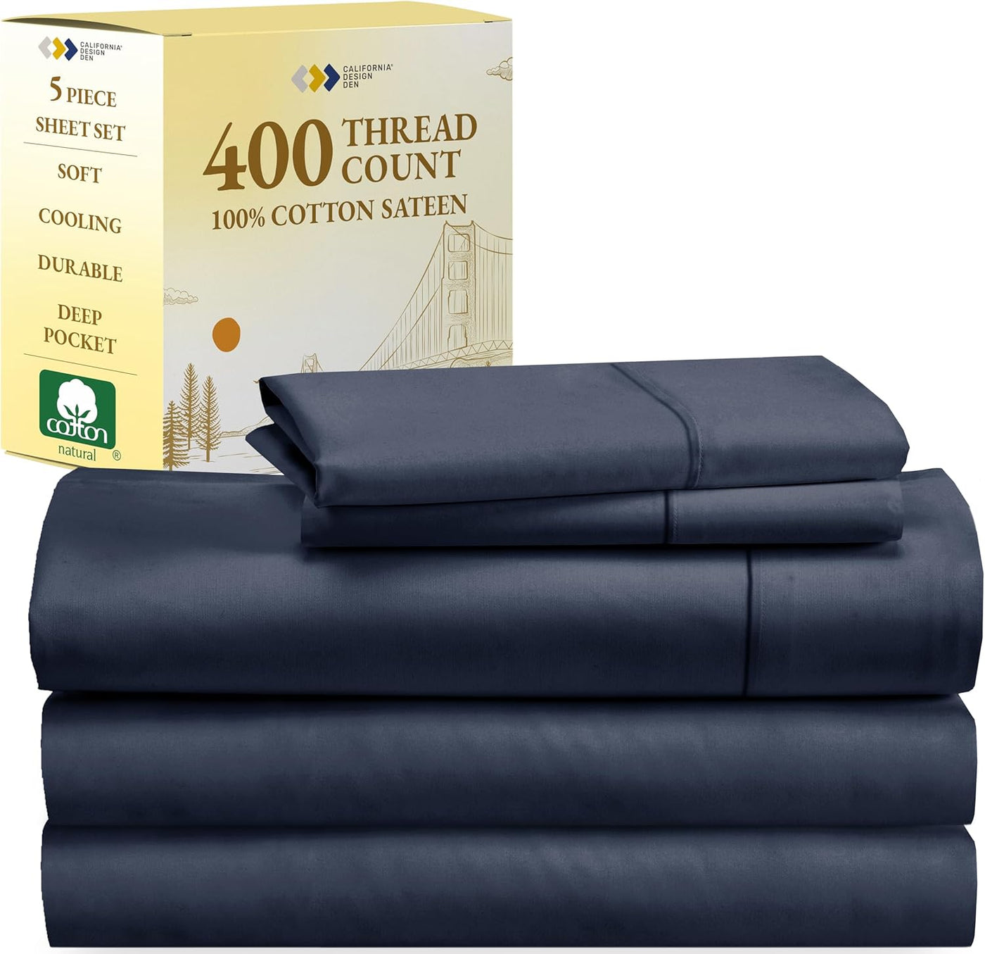 Full Size White Bed Sheets – 400 TC Cotton Set