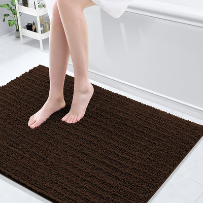 Ivory Chenille Bath Rug – 24"x16" Plush Non-Slip