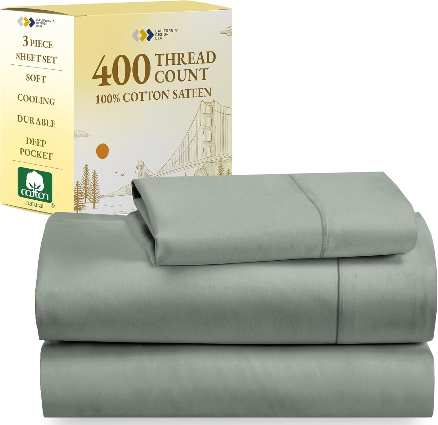 Full Size White Bed Sheets – 400 TC Cotton Set