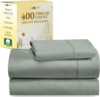 Full Size White Bed Sheets – 400 TC Cotton Set
