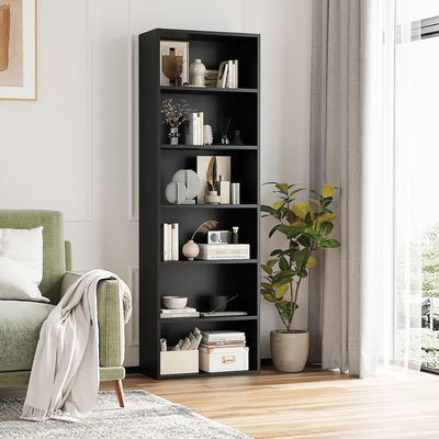 6-Tier Wooden Bookshelf – 71" Tall, White