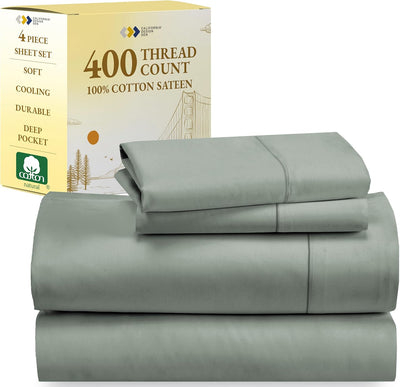 Full Size White Bed Sheets – 400 TC Cotton Set