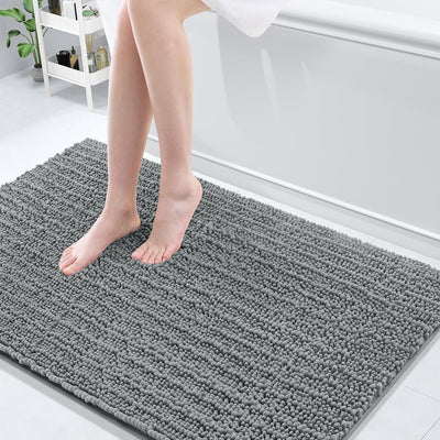 Ivory Chenille Bath Rug – 24"x16" Plush Non-Slip