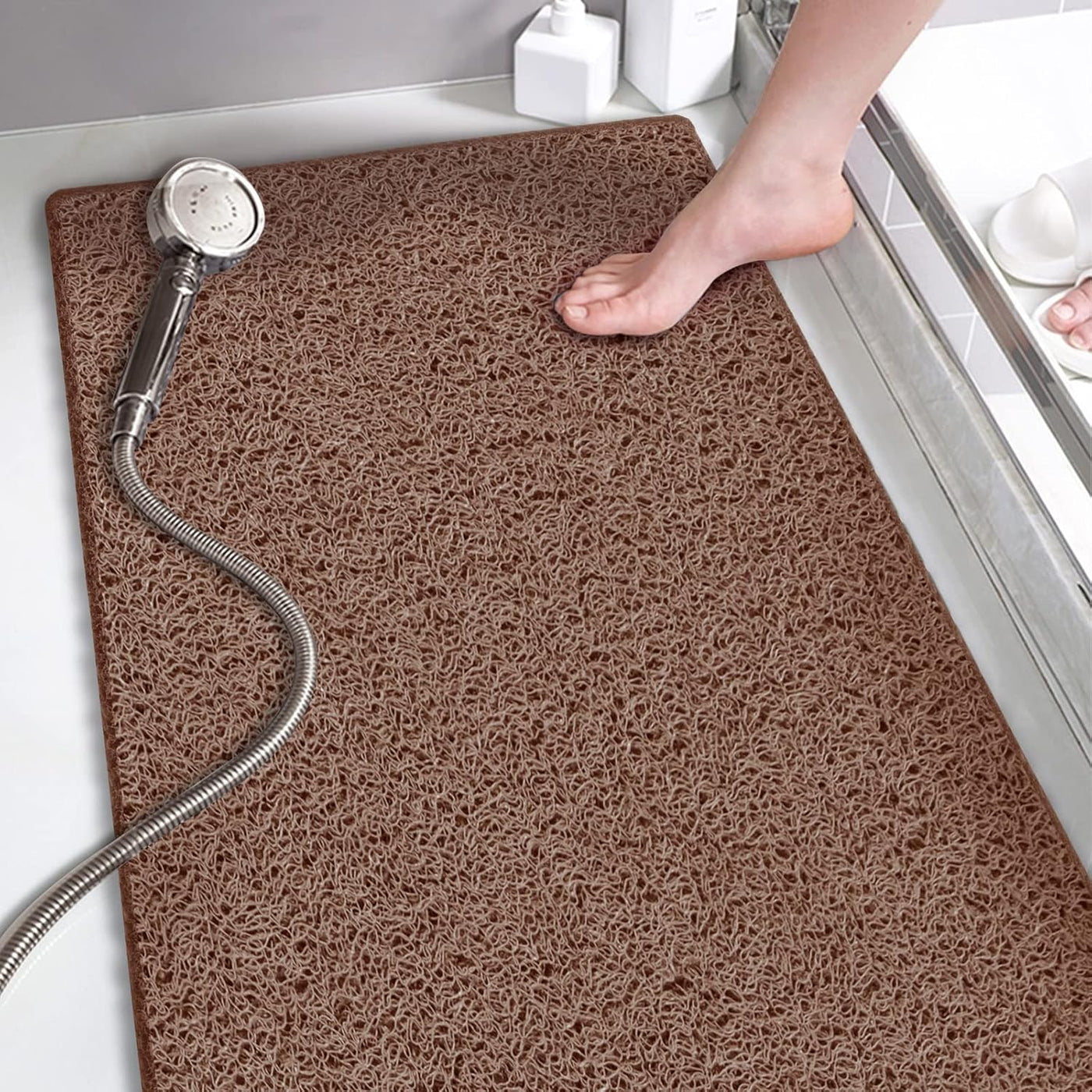Loofah Shower Mat – 15.7x36 Non-Slip, Light Green