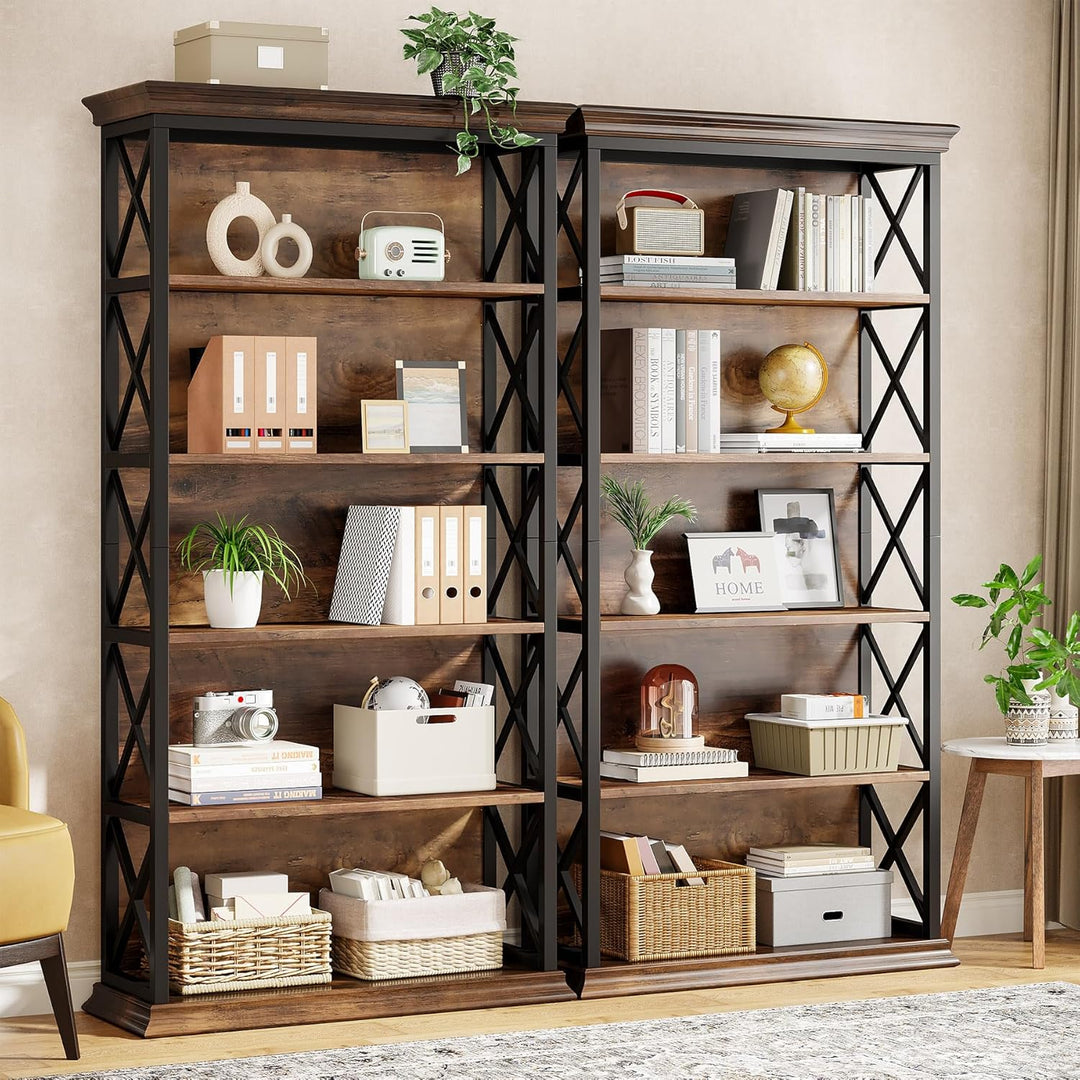 6-Tier Industrial Bookcase – 71" Tall