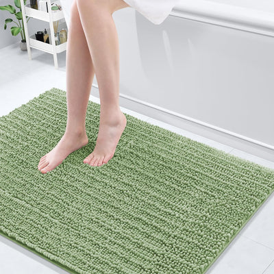 Ivory Chenille Bath Rug – 24"x16" Plush Non-Slip